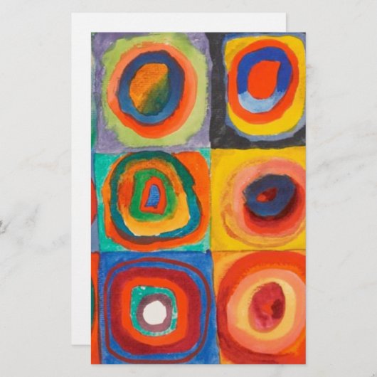 Kandinsky Squares Concentric Circles Briefpapier (Voorkant / Achterkant)