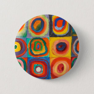 Kandinsky Squares Concentric Circles Ronde Button 5,7 Cm