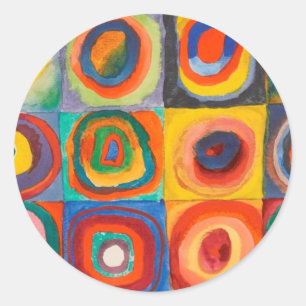 Kandinsky Squares Concentric Circles Ronde Sticker