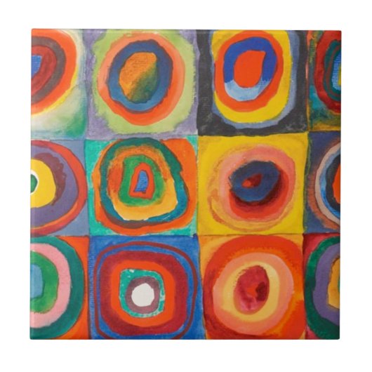Kandinsky Squares Concentric Circles Tegeltje (Voorkant)