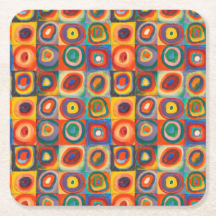Kandinsky Squares Concentric Circles Vierkante Kartonnen Onderzetter