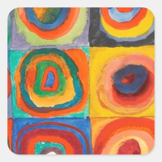Kandinsky Squares Concentric Circles Vierkante Sticker (Voorkant)