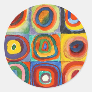 Kandinsky - Squares met Concentrische cirkels Ronde Sticker