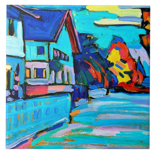 Kandinsky - Twee huizen Tegeltje (Voorkant)