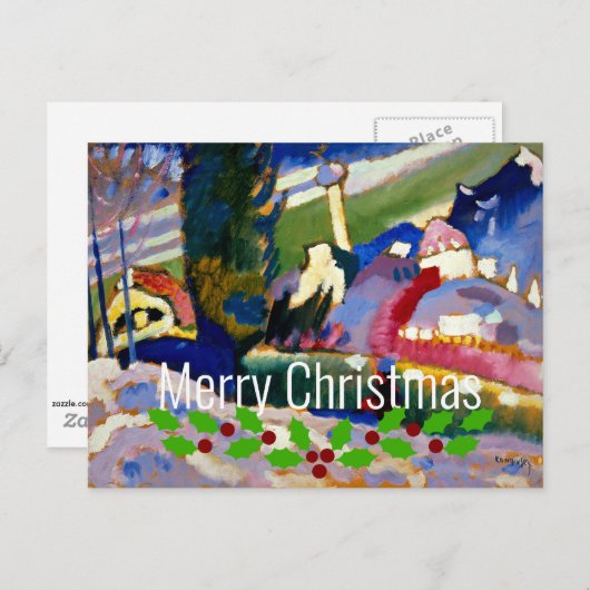 Kandinsky-Winter Landschap met Kerst, Kerstmis Briefkaart (Voorkant / Achterkant)