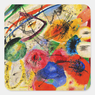 Kandinsky - Zwarte lijnen Vierkante Sticker