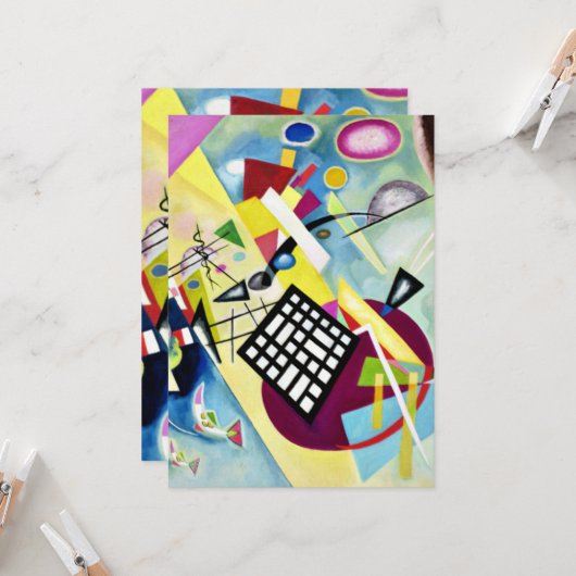Kandinsky - Zwartraster, populaire abstracte kunst Kaart (Voorkant / Achterkant in situ)