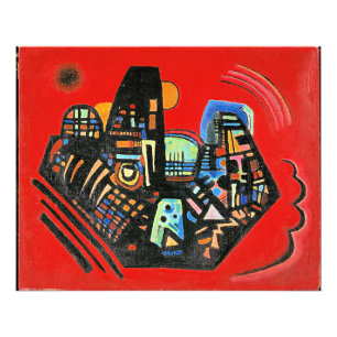 Kandinsky's abstracte kunst, Zwart-Rood, Foto Afdruk
