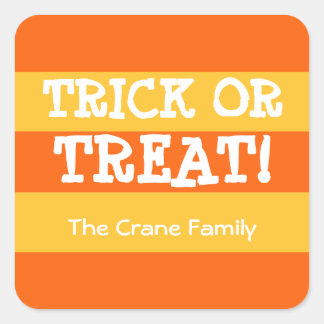 Kandmaïsstrepen oranje trick or treat Halloween Vierkante Sticker