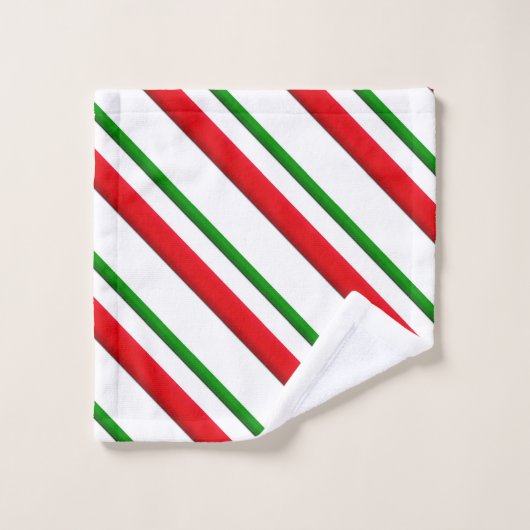 Kandrietstrepen, rood, groen en wit bad handdoek (Wasdoekje)