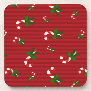 Kandycane op onderzetters rond kerstmis