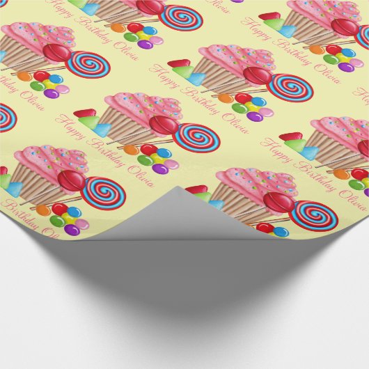 Kandyland dat papier verpakt, geel (Hoek)