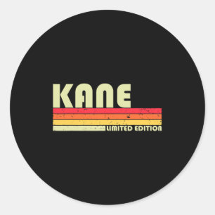 Kane geschenknaam gepersonaliseerd grappig retro v ronde sticker