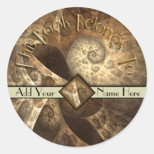 Kaneel & Ginger Fractal Bookplate Ronde Sticker
