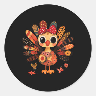 Kaneel Kalkoen Schattig Coquette Strik Meisje Kind Ronde Sticker