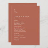 Kaneel Modern Wedding Menu Kaart (Voorkant / Achterkant)