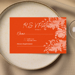 Kaneel oranje witte bloemslace RSVP Kaart