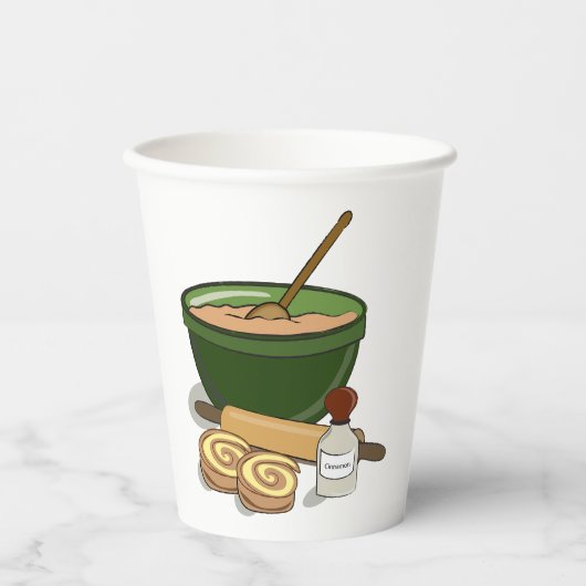 Kaneel Roll Baking Ingrediënten Gezellige Keuken Papieren Bekers (Voorkant)