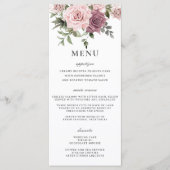 Kaneel Roos Blush Bloemen Groen Bruiloft Menu (Voorkant)