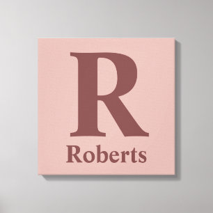 Kaneel Roos Initiaal/Voornaam/Familienaam Canvas Afdruk