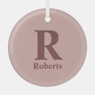 Kaneel Roos Initiaal/Voornaam/Familienaam Glas Ornament