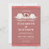 Kaneel Roos roze kleur thema met zwanen bruiloft Kaart (Voorkant)