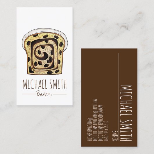 Kaneel Rozijnen Brood Bakkerij Breadmaking Baker Visitekaartje (Voorkant / Achterkant)