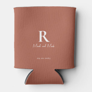 Kaneel & Wit Monogram en Paar Namen Bruiloft Blikjeskoeler