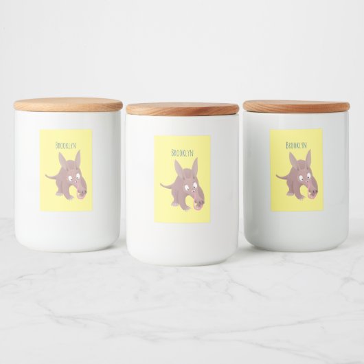 Kaneelaarvark cartoon voedselcontainer etiket (Flessen)