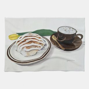 Kaneelbroodje en Cappuccino Theedoek