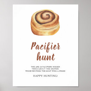 Kaneelbroodje - speen zoek baby shower spel poster