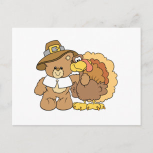 Kaneelbruine teddybeerontwerp voor thanksgiving feestdagenkaart