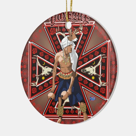 kaneelversiering met yaqui hert keramisch ornament (Links)