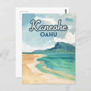 Kaneohe Sandbar Oahu Hawaii Retro Briefkaart