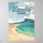 Kaneohe Sandbar Oahu Hawaii Retro Poster (Voorkant)