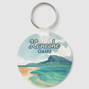 Kaneohe Sandbar Oahu Hawaii Retro Sleutelhanger