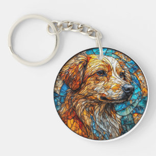 Kangal hond Kleurrijke Glas-in-lood Mozaïek Sleutelhanger