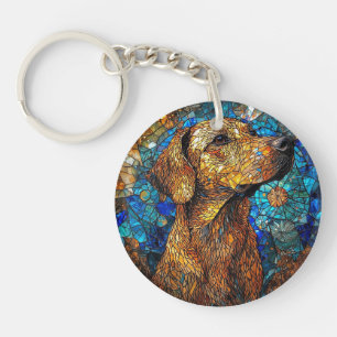 Kangal hond Kleurrijke Glas-in-lood Mozaïek Sleutelhanger