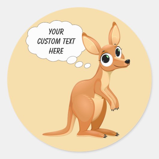 Kangaroo aangepaste tekststickers ronde sticker (Voorkant)
