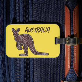 Kangaroo Aboriginal Mosaic Bagagelabel