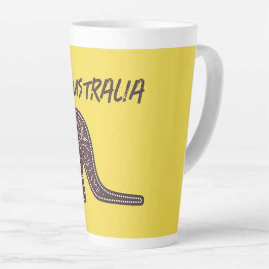 Kangaroo Aboriginal Mosaic Latte Mok (Rechterhoek)