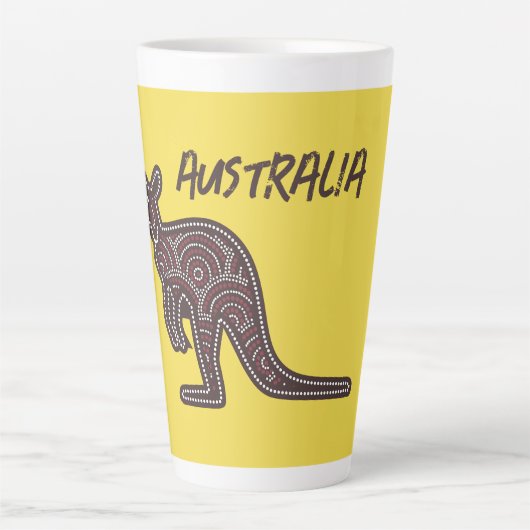 Kangaroo Aboriginal Mosaic Latte Mok (Voorkant)