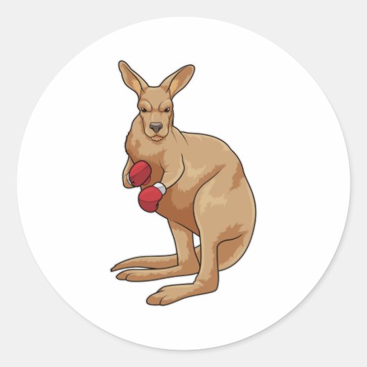 Kangaroo als Boxer met Boxing-handschoenen Ronde Sticker (Voorkant)