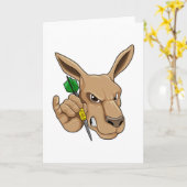 Kangaroo als Dart-speler met Dart Kaart (Gele Bloem)