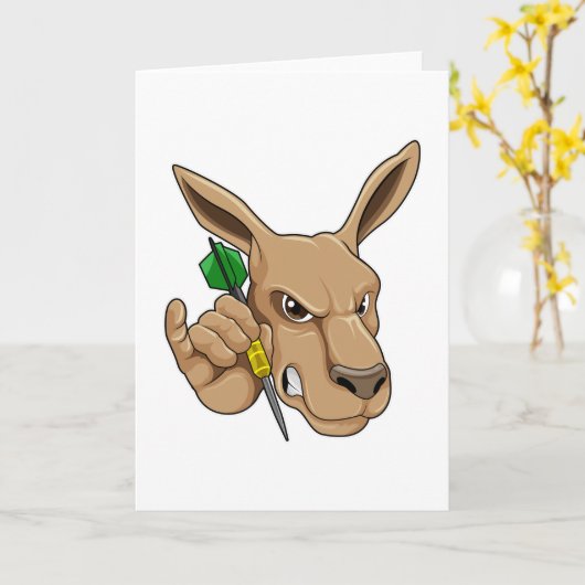 Kangaroo als Dart-speler met Dart Kaart (Gele Bloem)