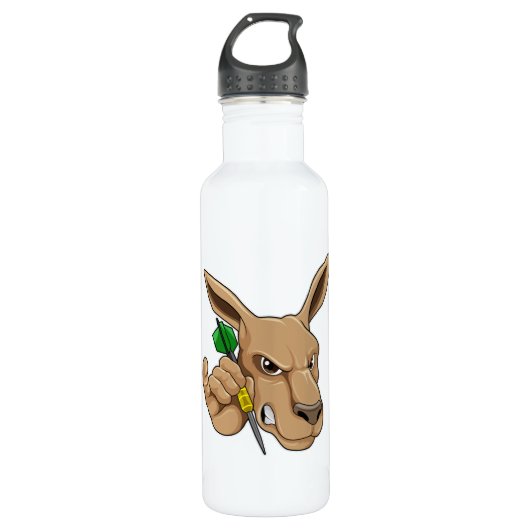 Kangaroo als Dart-speler met Dart Waterfles (Voorkant)