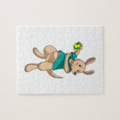 Kangaroo als handbalspeler met handbal legpuzzel (Horizontaal)