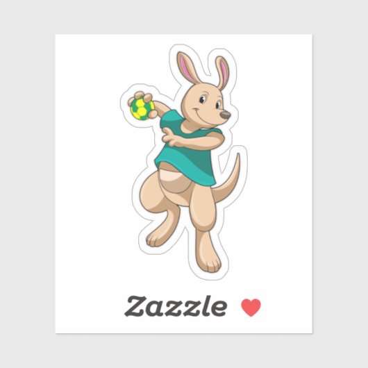 Kangaroo als handbalspeler met handbal sticker (Vel)