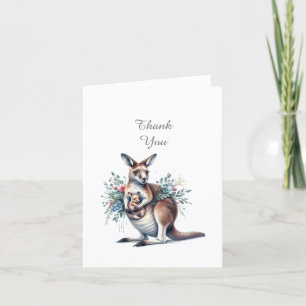 Kangaroo Animaux Baby shower Merci Carte de note