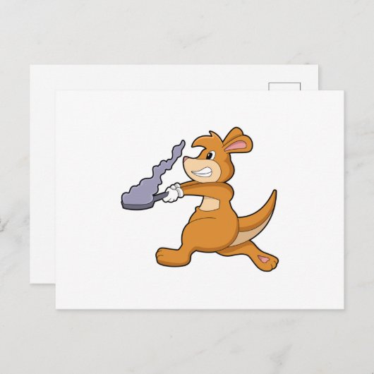 Kangaroo as Cook with Pan Briefkaart (Voorkant / Achterkant)
